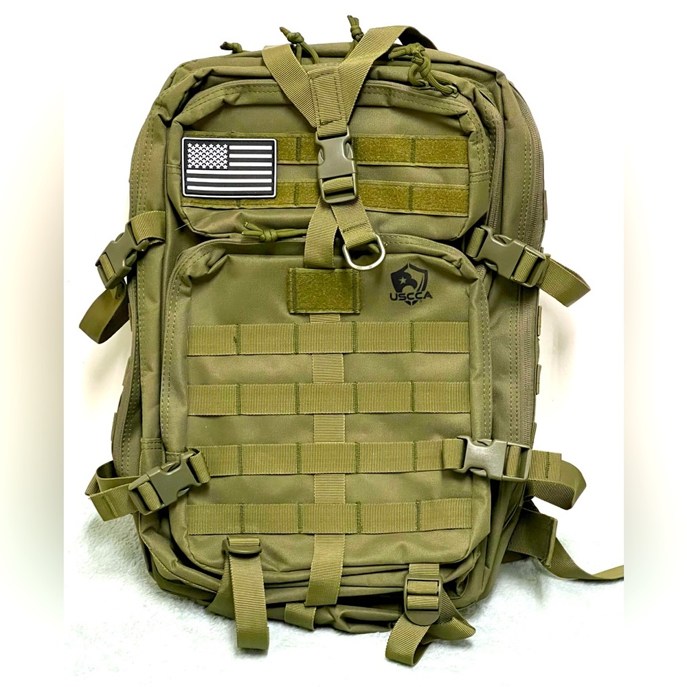 Military Green USCCA Tactical Backpack Adjustable Straps Pockets Zippers NWOT